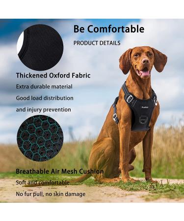 Funfox Medium Dog Harness | No-Pull Adjustable Vest with Reflective Strips | Ergonomic Handle | Ideal for Walking and Control | Soft Padded | 2 Clips | Medium Black - Buy Online on GoSupps.com