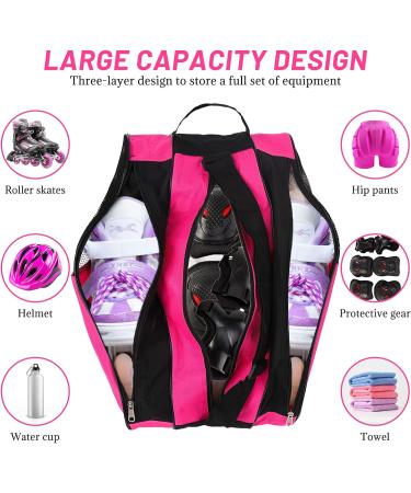 Glaitc Inline Pocket Roller Shoes Bag - Adjustable Skating Carrier for Adults & Kids - Pink Ski Shoe Backpack - Buy Online on GoSupps.com