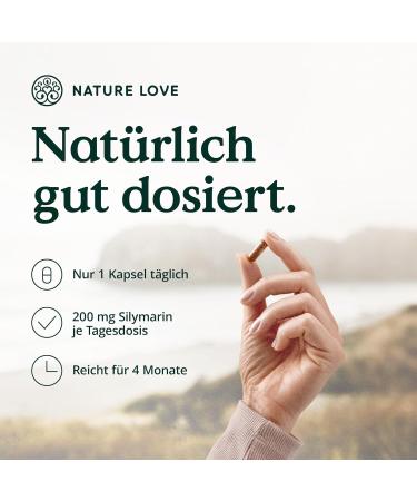 Buy Nature Love Mary Thistle & Artichoke Extract - High-Dose 80% Silymarin - 120 Vegan Capsules - Laboratory Tested Quality - International Shipping Available - Buy Online on GoSupps.com