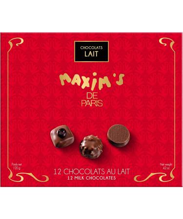 Maxim's de Paris Fine Imported Chocolate | 12pc 120g Gift Box Assortment of Milk Chocolates from France. - Buy Online on GoSupps.com