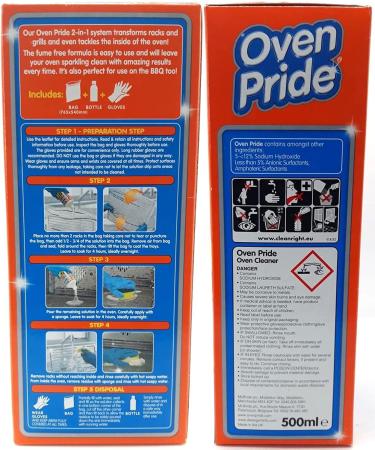 Oven Pride Deep Cleaner Kit (Set Contains: 1x Bottle of 500ml 1x Bag 1x Pair of Gloves) 1Pk + Our Gift for You: 1x Cleaning Scourer Sponge - Buy Online on GoSupps.com