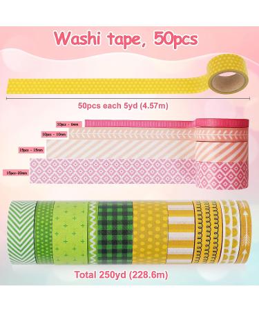 50 Rolls Washi Tape Set - Pink Decorative Adhesive Tape for Scrapbooking, Arts, Crafts, Journals, Planners - 250yd Total - 5yd per Roll - Buy Online on GoSupps.com