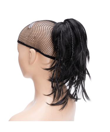 IMISSU Handmade Braid Claw Ponytail Hairpiece Clip in Hair Extensions Ponytail Hairpieces (Black)