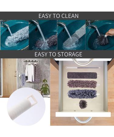 Microfiber Duster with Stainless Steel Extension Pole - 30-100 Inches | Washable & Reusable | Bendable for High Ceiling, Fan, Furniture, Blinds, Cars - Buy Online on GoSupps.com
