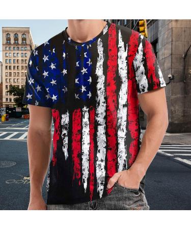 Men's Distressed American Flag Patriotic T-Shirt - Khaki, 3X-Large - Buy Online on GoSupps.com