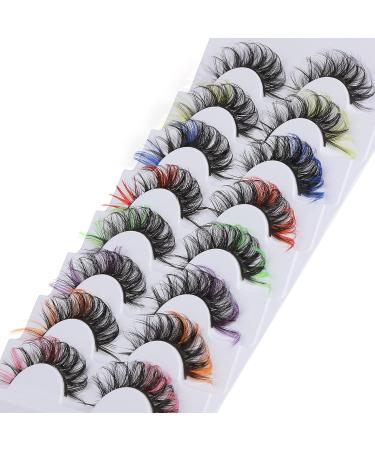 Yawamica Colored Wispy Fluffy Russian Strip Lashes - 8 Pairs (8 Colors) | D Curl False Eyelashes for Colored Lash Extensions - Buy Online on GoSupps.com