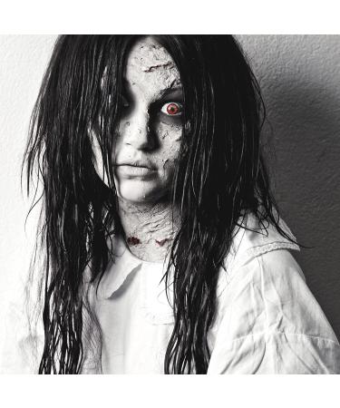 Buy Meralens Red Black Crazy Contact Lenses - Annual Strength -1.00 Diopters for Mardi Gras Carnival Halloween | Top Quality with Container - Buy Online on GoSupps.com