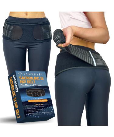 CHARMKEY Sacroiliac SI Joint Hip Belt - Lower Back Support Brace for Men and Women - Pelvic Support Belt - Trochanter Belt - Sciatica Pelvis Lumbar Hip Pain Relief-L Large