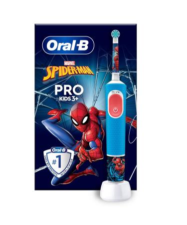 Oral-B Pro Kids Electric Toothbrush Christmas Gifts For Kids 1 Toothbrush Head x4 Spiderman Stickers 2 Modes with Kid-Friendly Sensitive Mode For Ages 3+ 2 Pin UK Plug Blue