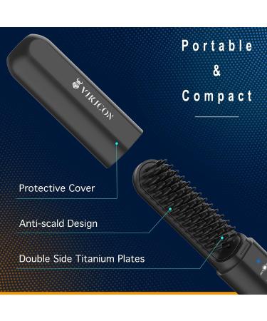 VIKICON Cordless Beard Straightening Heat Brush for Men - Portable Mini Hot Comb for Travel - Anti-Scald & Auto Shut Off - Unique Gift Idea - Buy Online on GoSupps.com