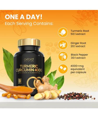 Advanced Turmeric and Black Pepper Capsules 4000mg ONE per Day with Ginger Root | 90 Turmeric Tablets for Joint Care & Mobilty | Potent Tumeric Supplement Joints | 3 Month Supply | Made in The UK - Buy Online on GoSupps.com