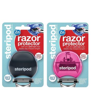 Clip-On Safety Razor Holder - Anti-Rust Protector for Men and Women (2 Pack, Black and Pink) - Buy Online on GoSupps.com