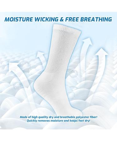 LIN Diabetic Socks for Men & Women | Non-Binding Circulatory Extra Wide Top | 12 Pairs Crew/Snow White - Buy Online on GoSupps.com
