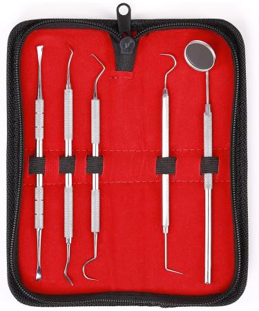 5er Dental Oral Care Set - High-Quality Stainless Steel Tooth Cleaning & Tartar Remover | Dental Probe Mouth Mirror & Scaler by Heavysun - Buy Online on GoSupps.com