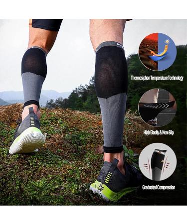 Calf Compression Sleeves for Men & Women - Leg Support for Running Cycling & Travel - Gray Calf Brace - Buy Online on GoSupps.com