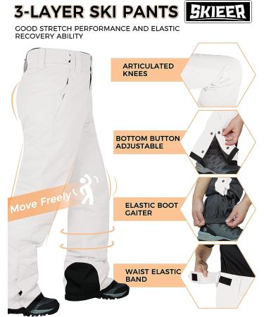 Skieer Men's Mountain Insulated Waterproof Snow Ski Pants - Large White - Buy Online on GoSupps.com