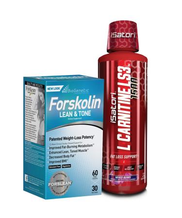 iSatori L-Carnitine LS3 Mixed Berry 1500mg (32 Servings) & BioGenetic Labs Forskolin Lean & Tone