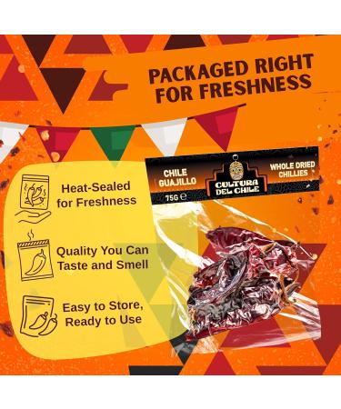  Cultura Del Chile Guajillo Whole Dried Chillies 75g - All Natural Mild to Medium Heat with Bold Smoky Flavour for Authentic Mexican Taste. Gr - Buy Online on GoSupps.com