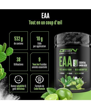  GEN GERMAN ELITE NUTRITION EAA Powder 532g (38 servings) - The 9 essential amino acids including histidine & BCAAs - Human Code Formula - Vegan - Very - Buy Online on GoSupps.com