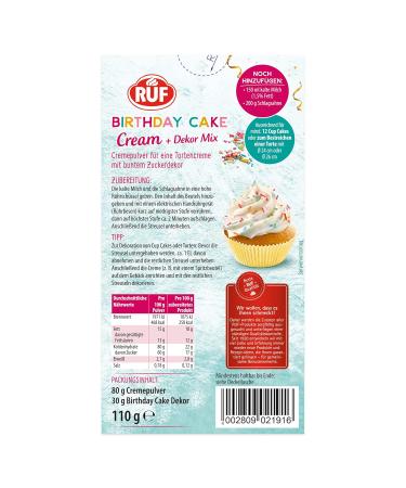 Ruf Birthday Cake Cream Powder - Vanilla-Caramel Flavor for Perfect Loose Cake Cream | 110g - Buy Online on GoSupps.com