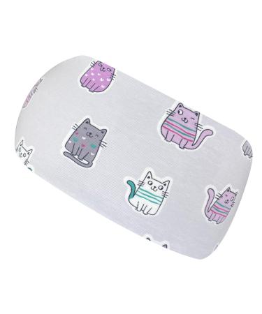 Wollhuhn eco baby/toddler girls/boys happy elastic headband/hair band comfortable jersey cotton many motifs 2121222 (cats gray/pink)