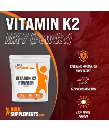 Vitamin K2 MK-7 Powder 90mcg - Bone Health Supplement - 10g (0.35 oz) Pack - BULKSUPPLEMENTS.COM - Buy Online on GoSupps.com