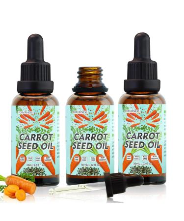 3Pack Carrot Seed Oil Pure Unrefined Cold Pressed Daucus Carota Moisturizer for Hair Skin and Nails Carrot Seed Moisturizer with Caratone for Face and Lip Care Body Massage oil