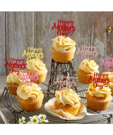 24 Pack Happy Mother's Day Cupcake Toppers with Glitter Hollow Heart Love Mother Best Mom Cupcake Food Picks Women Birthday Happy Mother's Day Theme Party Cake Decorations Supplies Colorful 1-colorful - Buy Online on GoSupps.com
