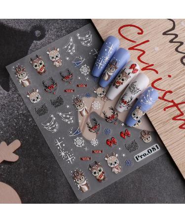 JMEOWIO 6 Sheets Christmas Nail Art Stickers Decals Self-Adhesive Cute Deer Snowflake Winter Holiday Nail Supplies Nail Art Design Decoration Accessories - Buy Online on GoSupps.com