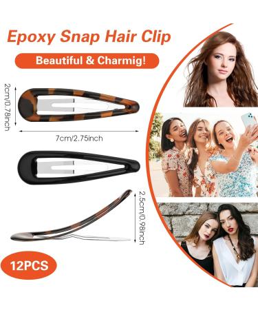 Snap Hair Clips for Women 12 Pieces Metal Snap Hair Clips Vintage Flat Hair Clips Metal Oval Tortoise Hair Clips Large Hair Snap Clips Non-slip Hair Styling Clips for Women Girls Thick Fine Thin Hair - Buy Online on GoSupps.com