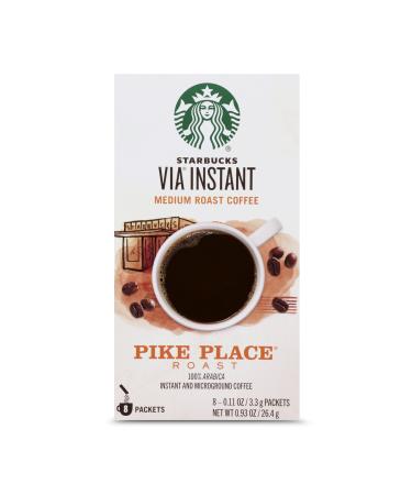 Starbucks VIA Instant Pike Place Roast Medium Roast Coffee, 8 Count (Pack of 1) Pike Place 0.11 Ounce (Pack of 8)