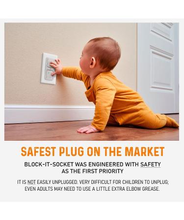 Block-It-Socket Outlet Covers Baby Proofing (Made in USA) - 8 Pack, Never Lose an Outlet Plug Cover Again, Child Safety Switch, Stays Attached, No Choking Hazard - Clear - Buy Online on GoSupps.com