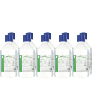 HypaClens Emergency Sterile Saline Solution Eye Wash Bottles Bulk Pack of 10 (500 ml) - 0.9% Sodium Chloride solution 500 ml (Pack of 10) - Buy Online on GoSupps.com