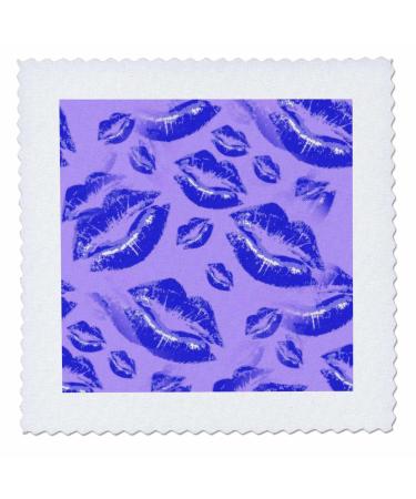 20x20 inch Quilt Square - Two Kisses Collided Lip Bold Blue Lips Pattern Pattern - Lipstick Kisses