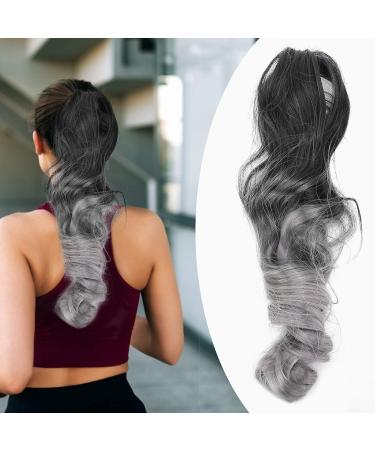 Ponytail Hairpieces 55cm Ponytail Hair Extensions for Daily Life for Parties(Black T gray) - Buy Online on GoSupps.com