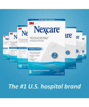 Nexcare Tegaderm Waterproof Transparent Dressing 2-3/8 X 2-3/4, 8 Count - Protects Minor Wounds from Dirt & Germs - Buy Online on GoSupps.com