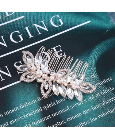 Aneneiceera Bride Wedding Crystal Hair Comb Clip Gold Hair Side Combs Pearl Hair Comb Leaf Rhinestone Headpieces Bride Hair Piece bridesmaid Hair Accessories for Women and Lady Girls - Buy Online on GoSupps.com