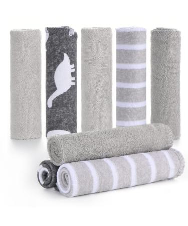 MomcoZy baby washcloths 8 pieces of baby towels set soft baby facial towels spitting towels baby cotton mull towels baby baby bathing towel for babies girls boys 25 x 25 cm gray