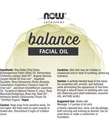 Now Foods Solutions Facial Oil Balancing 1 fl oz - Hydrating & Nourishing Skincare - Buy Online on GoSupps.com
