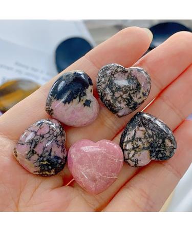 Xiannvxi 10 PC Heart Stones Set - Rhodochrosite & Black Line Rhodolith Healing Crystals | Natural Gemstones for Love & Happiness - Buy Online on GoSupps.com