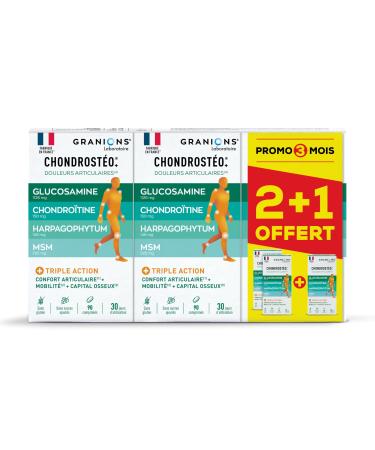 Chondrosteo Joints Granions Marine Collagen + Glucosamine Chondroitin MSM Harpagophytum Marine Collagen + Calcium Triple Action: Flexibility Flexibility Mobility Pack of 3 x 90 Tablets
