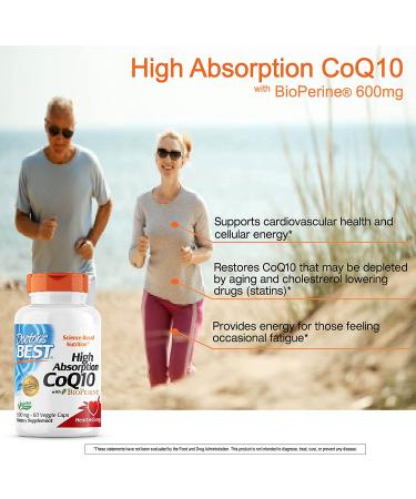 Doctor's Best High Absorption CoQ10 600 mg with BioPerine - 60 Veggie Caps for Enhanced Heart Health - Buy Online on GoSupps.com