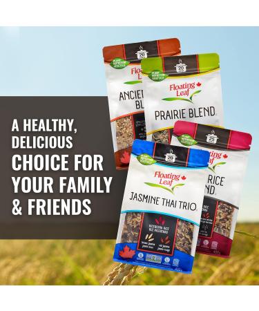 4 Packs x 400g Rice Variety Pack Includes Jasmine Thai Rice Trio Wild Rice Blend Prairie Blend and Ancient Field Blend Non Gluten Non-Gmo Kosher and Vegan - Floating Leaf - Buy Online on GoSupps.com