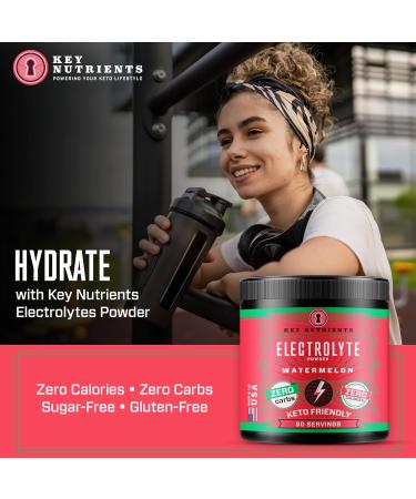 KEY NUTRIENTS Watermelon Electrolytes Powder - No Sugar, Hydration Mix - Gluten Free, No Calories - 20, 40, 90 Servings - Buy Online on GoSupps.com