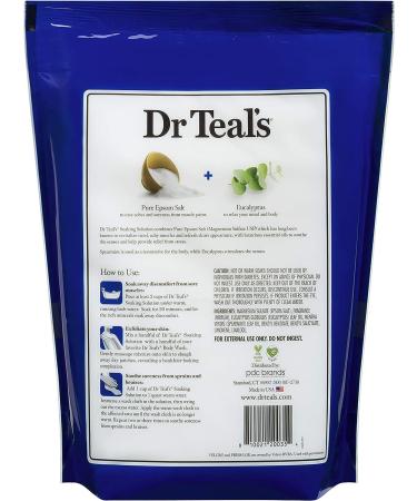 Dr. Teal's Eucalyptus & Spearmint Soaking Solution 7lb Bag - Pure Epsom Salt Blend for Soothing Pain & Soreness at Home - Buy Online on GoSupps.com