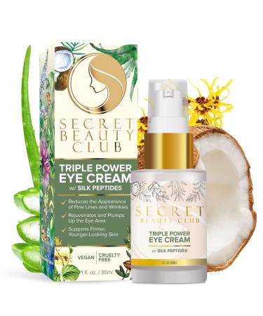 Secret Beauty Club Eye Cream Organic Silk Peptides Triple Power   Under Eye Cream Dark Circles And Puffiness and Bags  Dark Circle Eye Cream for Dark Circles and Wrinkles