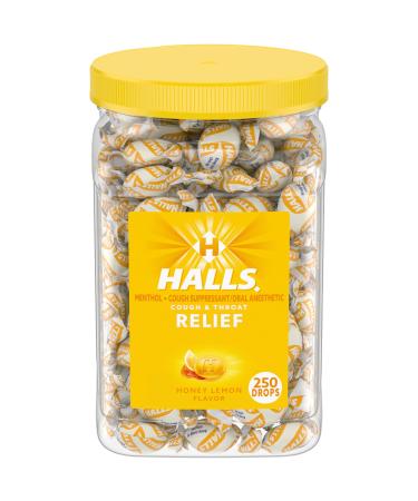 HALLS Relief Honey Lemon Cough Drops Bulk Cough Drops 250 Drops