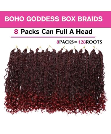 12 Inch Goddess Box Braids Crochet Hair Bob | Curly Ends Synthetic Extensions - Pack of 8 TBUG - Buy Online on GoSupps.com
