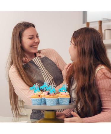 Rsstarxi 24 Pack Ice Skating Cupcake Toppers Glitter Winter Snowflake Ice Sports Theme Cupcake Picks for Skating Theme Baby Shower Kids Birthday Party Cake Decorations Supplies Blue Design 1 Blue - Buy Online on GoSupps.com