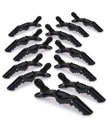 Deke Home Women styling hairclip - 12 pcs professional alligator plastic hair sectioning clips - Durable alligator hair clip with nonslip grip & wide gator big teeth for easy styling thick/thin 12 Count (Pack of 1)